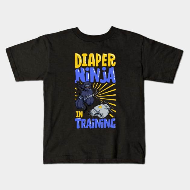 Diaper Ninja - diaper changer Kids T-Shirt by Modern Medieval Design